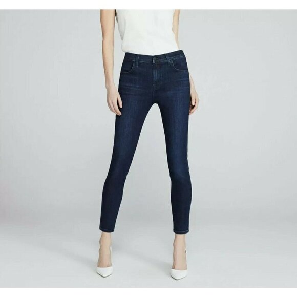J Brand Dark Vibes Denim Alana High Rise Cropped Skinny Jeans Size 25 JB000379 - Picture 1 of 11